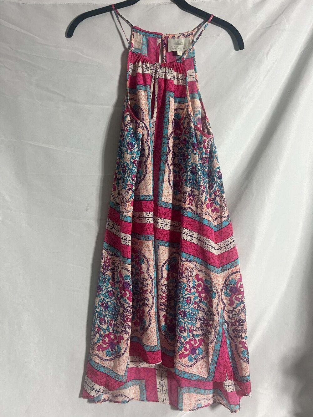 Madison Marcus Mandala Silk Mini S Beach Boho Sun Dress Vacay Resort Festival